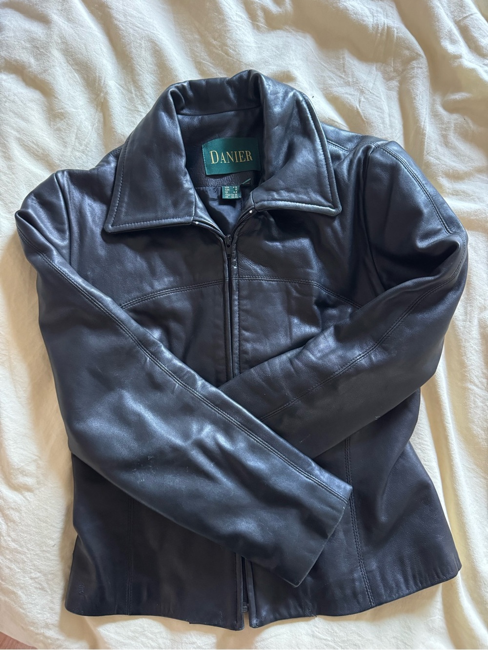 Danier Black Leather Zip-Front Jacket